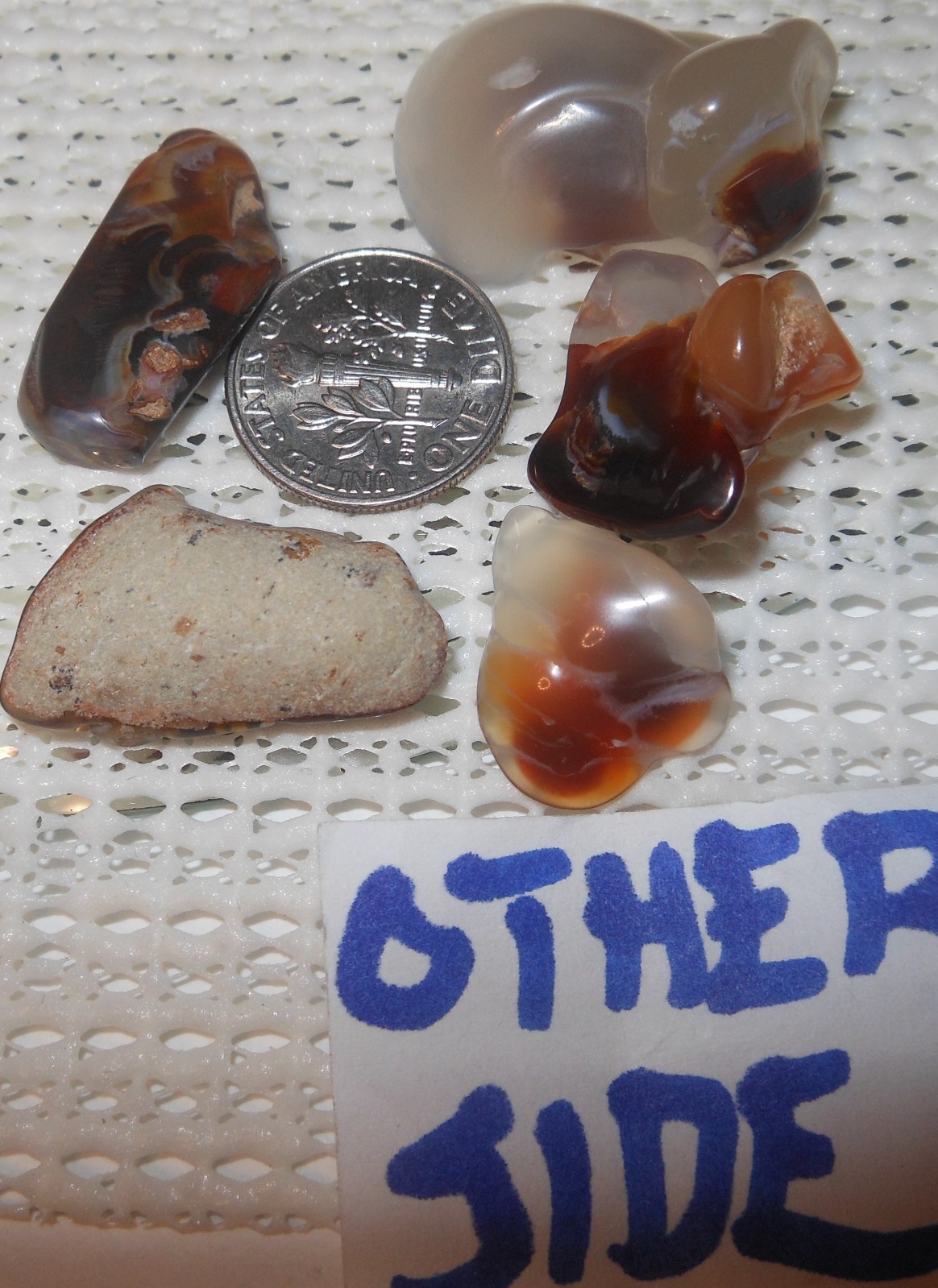 Mexican Fire Agate Lot 5 pieces @ 80ct total weight Tumble Polish unfinished