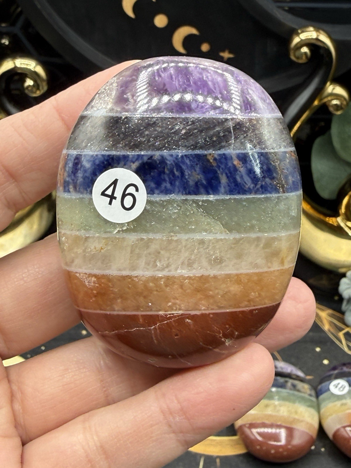 7 Chakra Bonded Lg Palm stones. Gorgeous colors free shipping