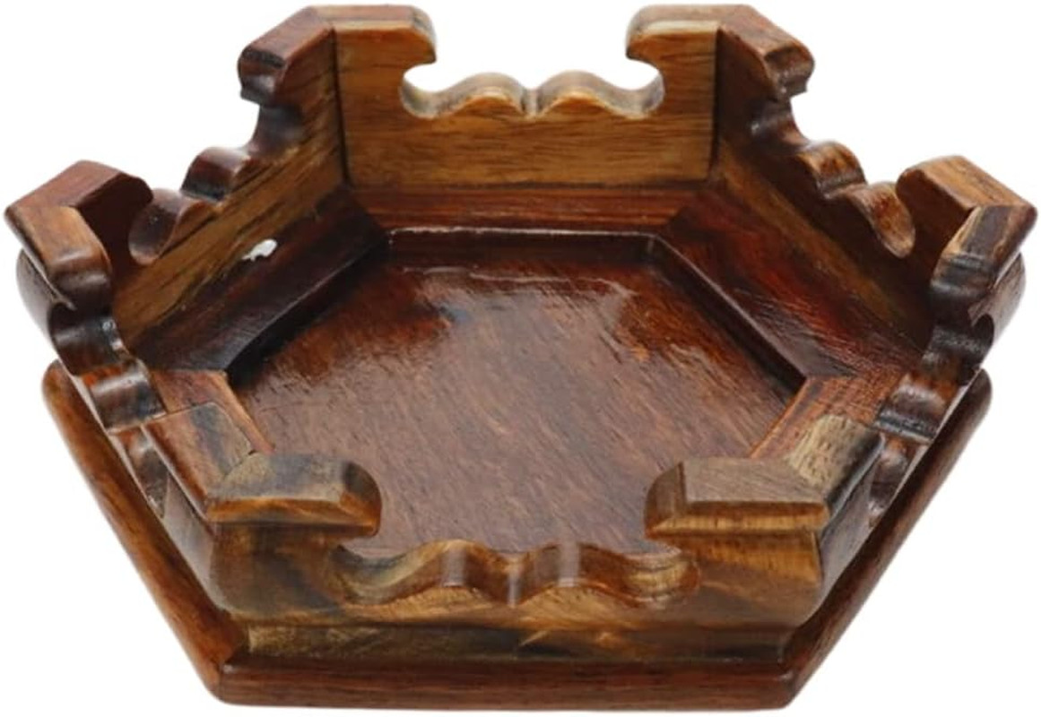 Furniture Wooden Display Stand Base Oriental Wood round Pedestal Vintage Ebony V