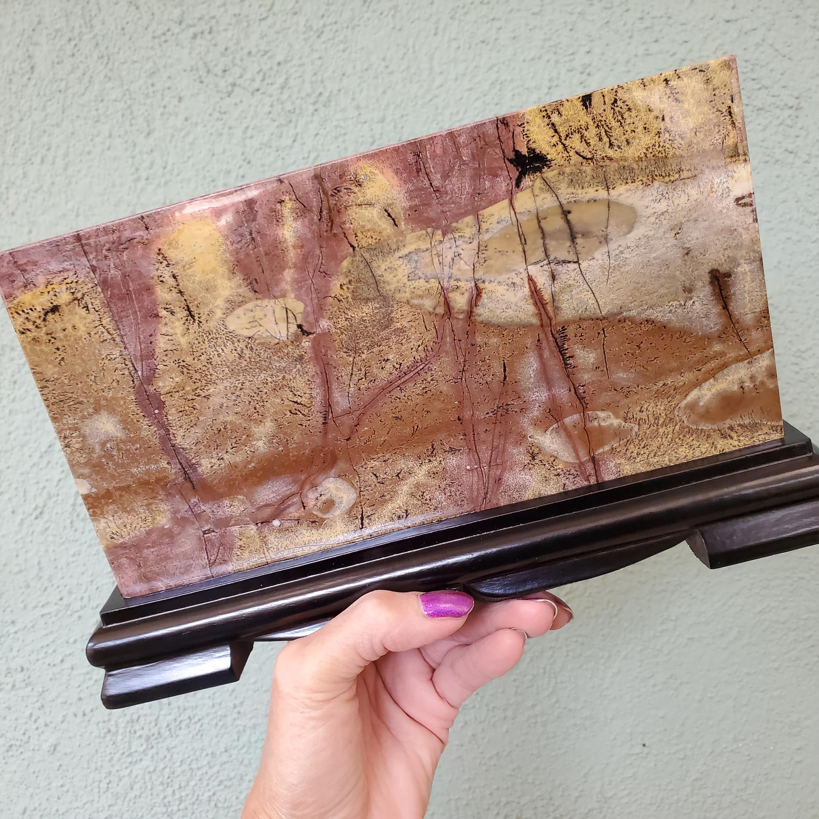 Picture Jasper Pink Dendritic Display Crystal Statement Slab 944 grams