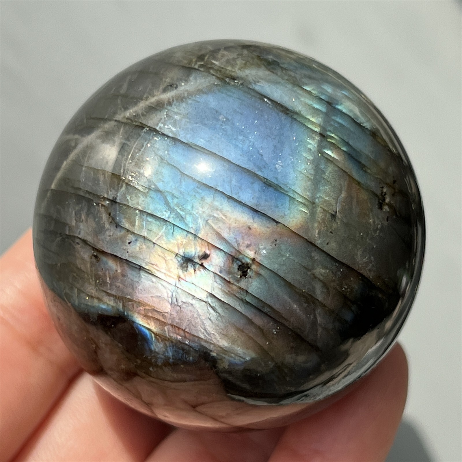 40MM+ Natural Labradorite Sphere Rainbow Quartz Crystal Ball Reiki Healing 1Pc
