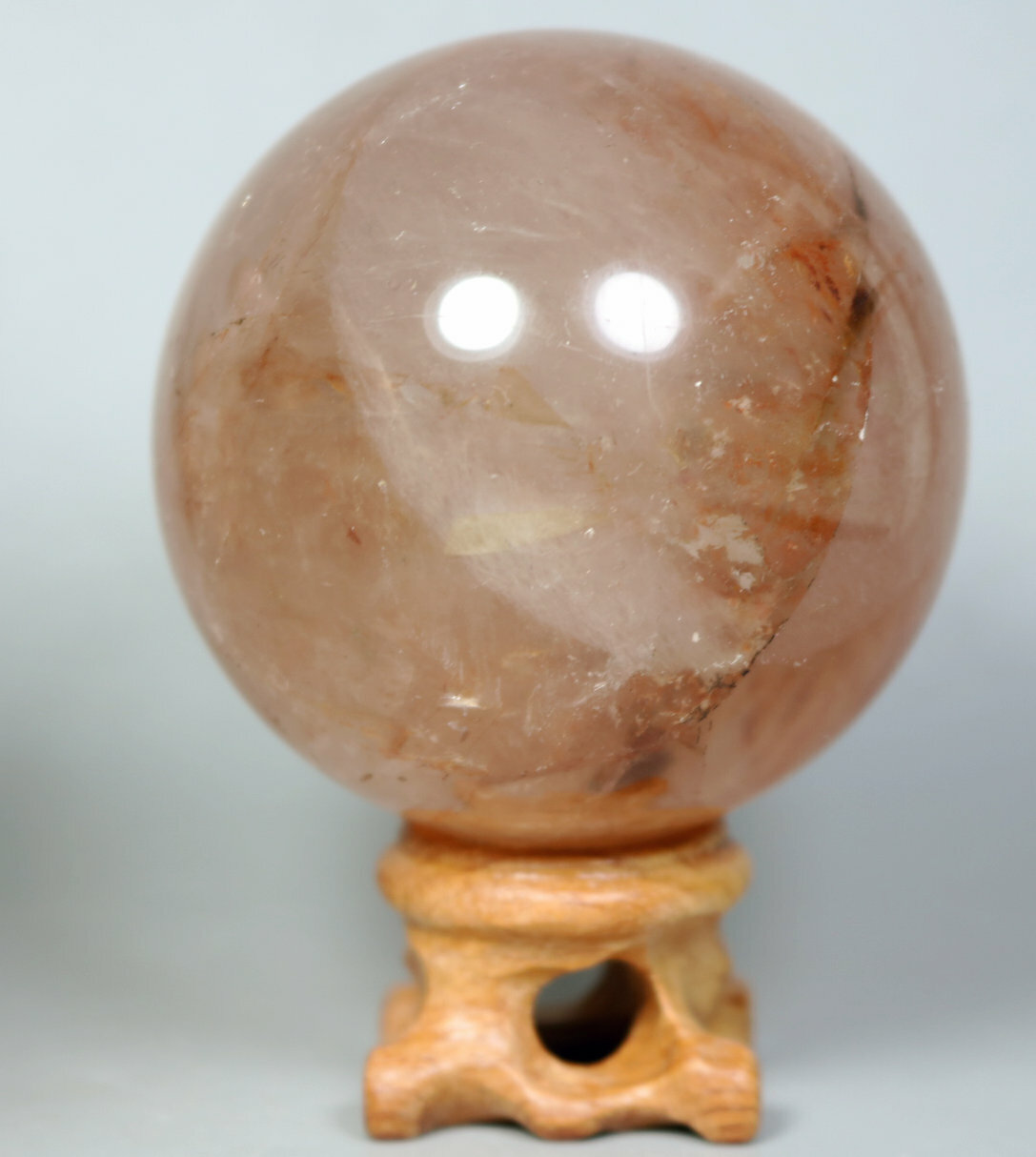 Natural RED FIRE QUARTZ Hematoid Crystal PHANTOM MULTI INCLUSIONS Sphere / Stand