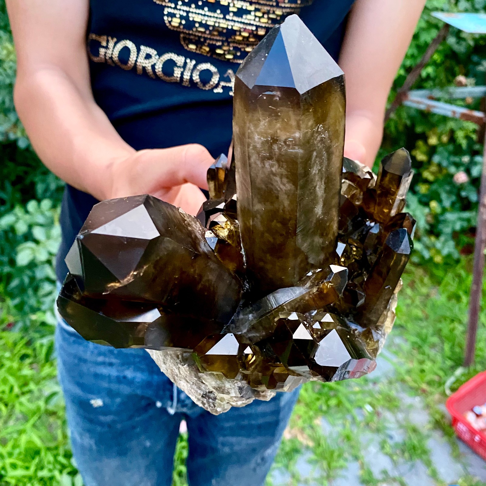 5.7LB Natural Tea black Crystal quartz Cluster Mineral Specimen Healing reiki