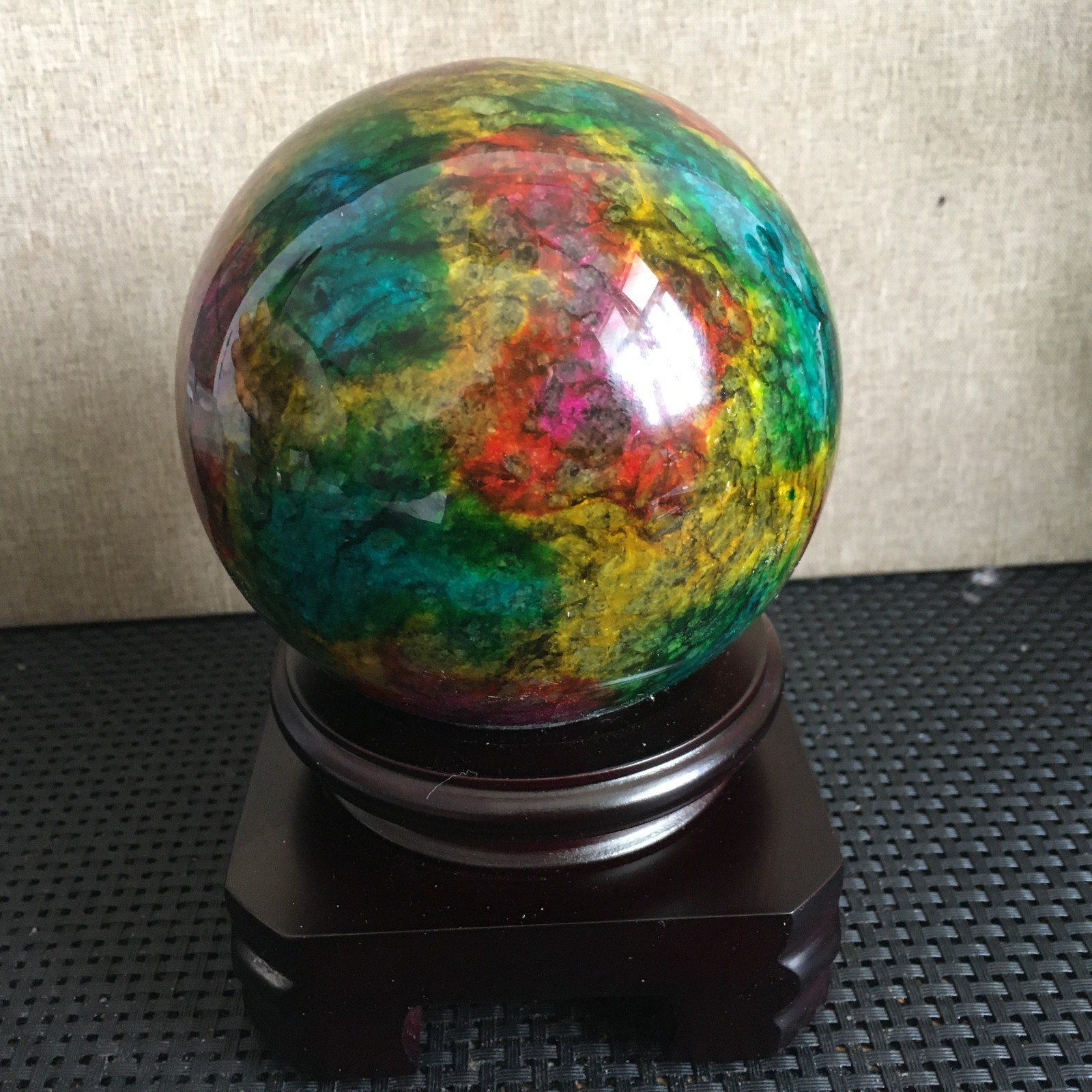 1585g “Seven Colors Jade” crystal sphere specimen -Taiwan China