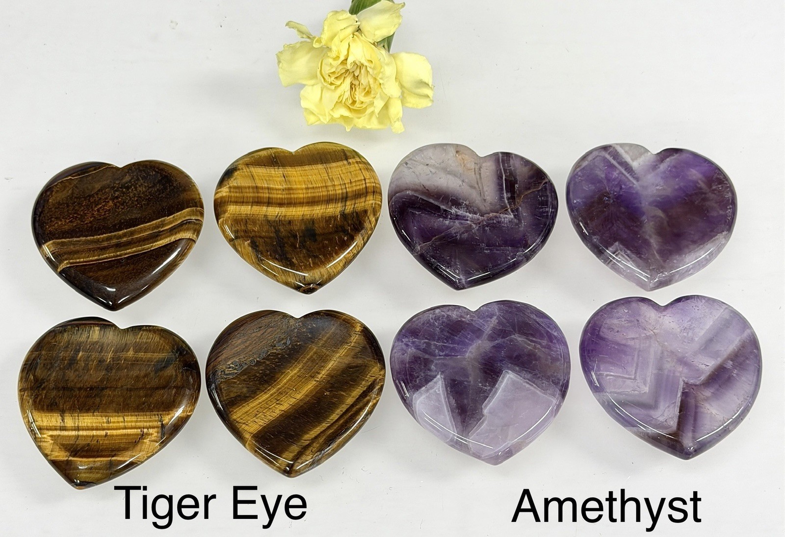 Wholesale 11 PCs 1.5” Natural Crystal Heart Shaped Worry Stone Healing Energy