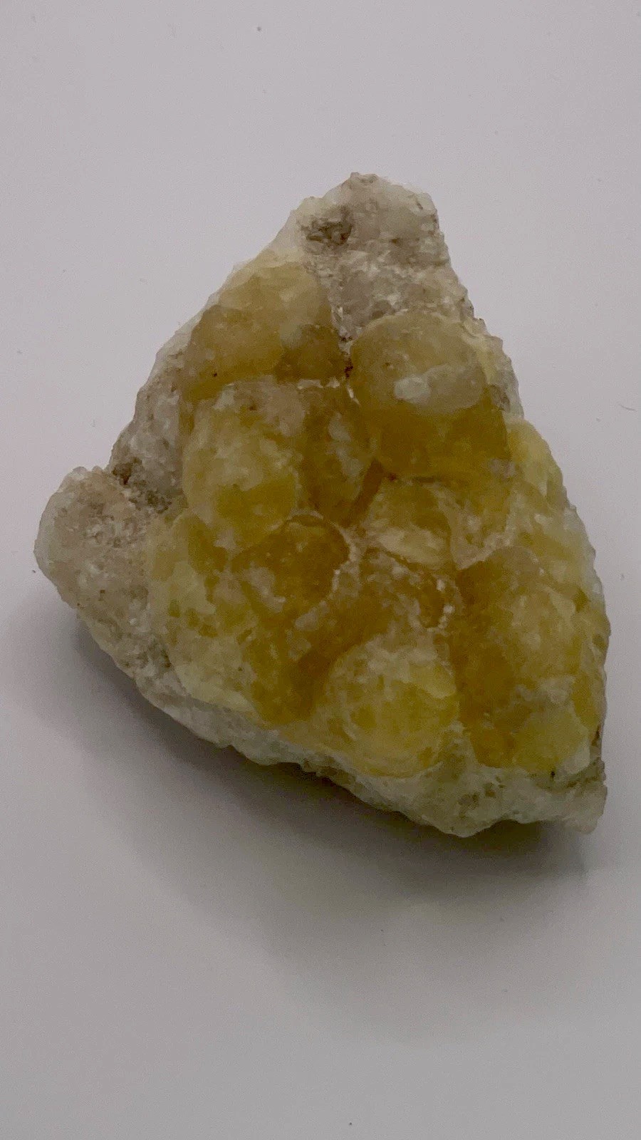 Botryoidal Yellow Fluorite Specimen Crystal Cluster on Matrix Rough Mineral