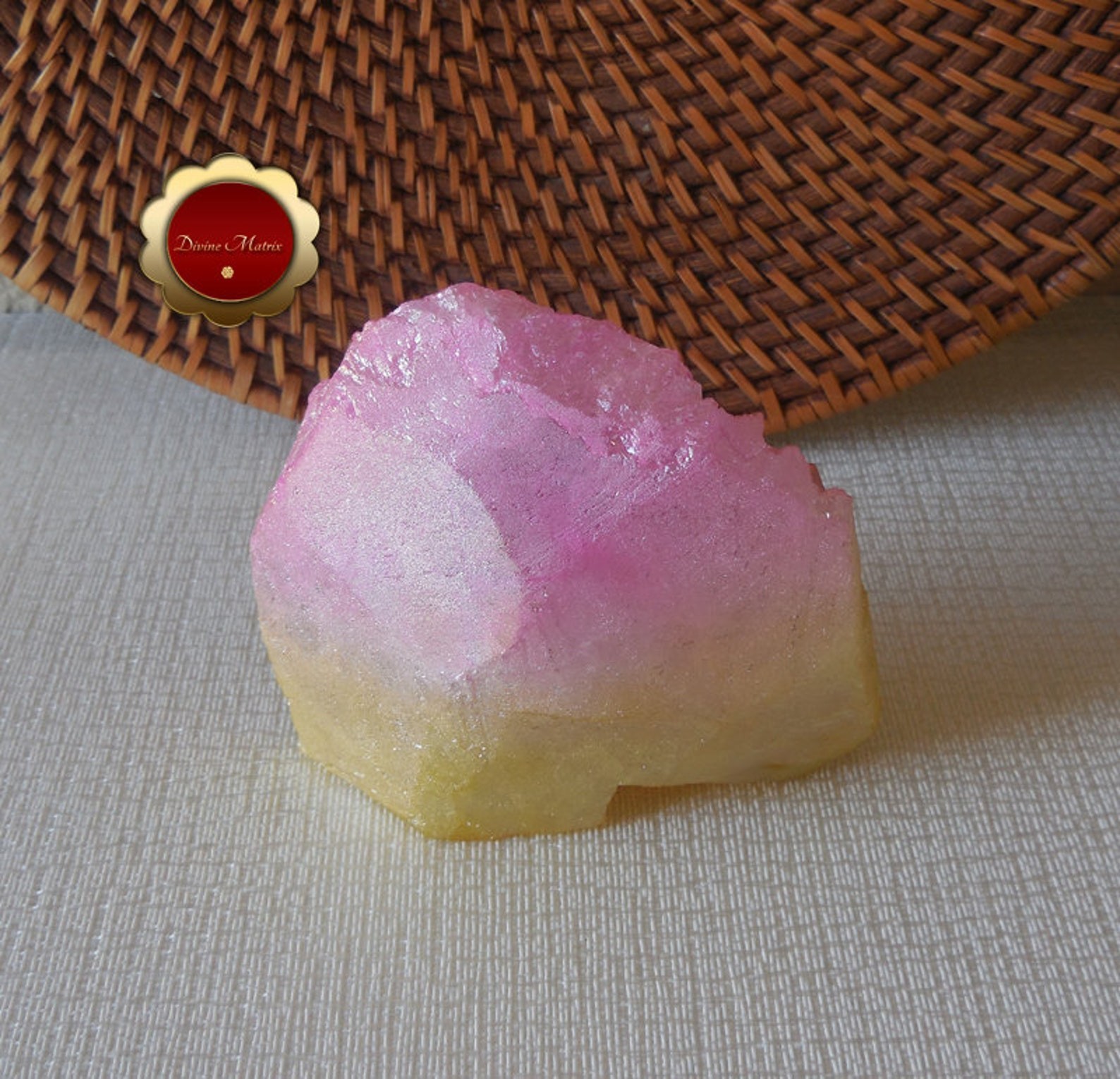 Large Aura Cluster, Pink & Yellow Crystal Cluster, Iridescent Decorative Stone