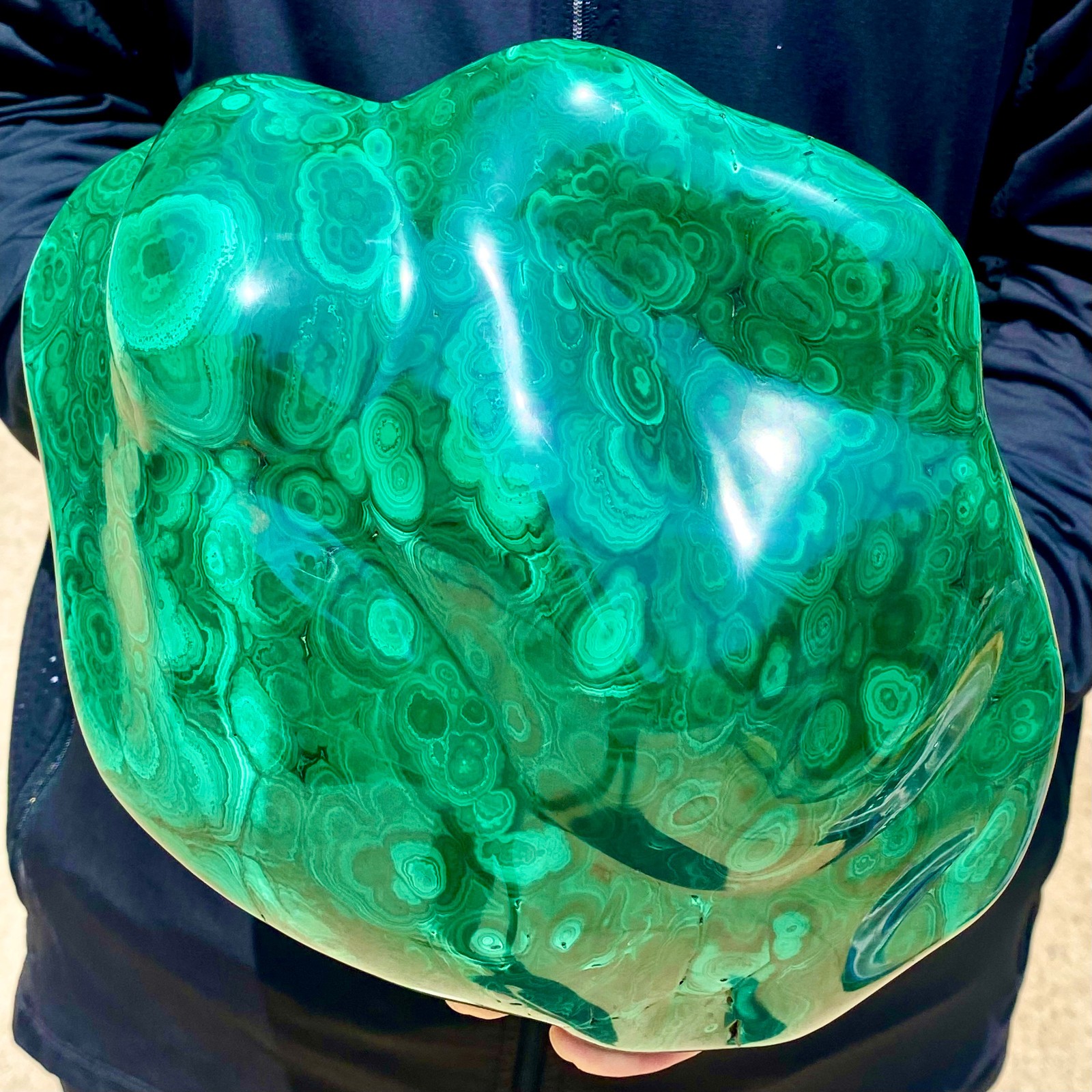 17.41LB Large Natural glossy malachite transparent cluster rough mineral sample
