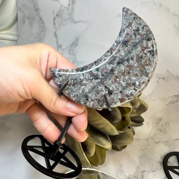 Large Natural Yooperlite Crescent Moon UV Reactive Fire Stone Healing Home Decor