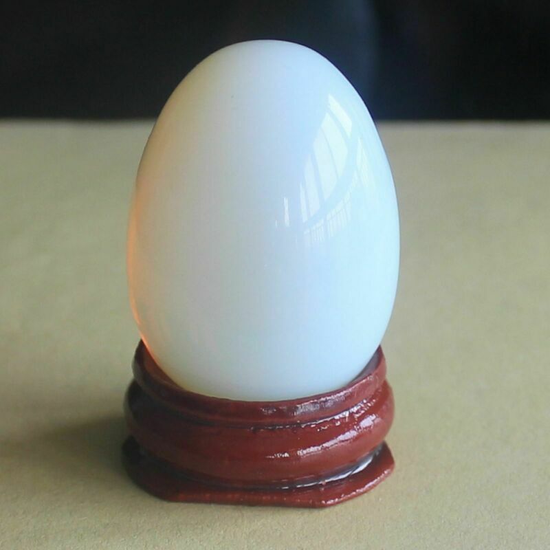 Gemstone crystal egg with wood stand chakra stones reiki healing home decor