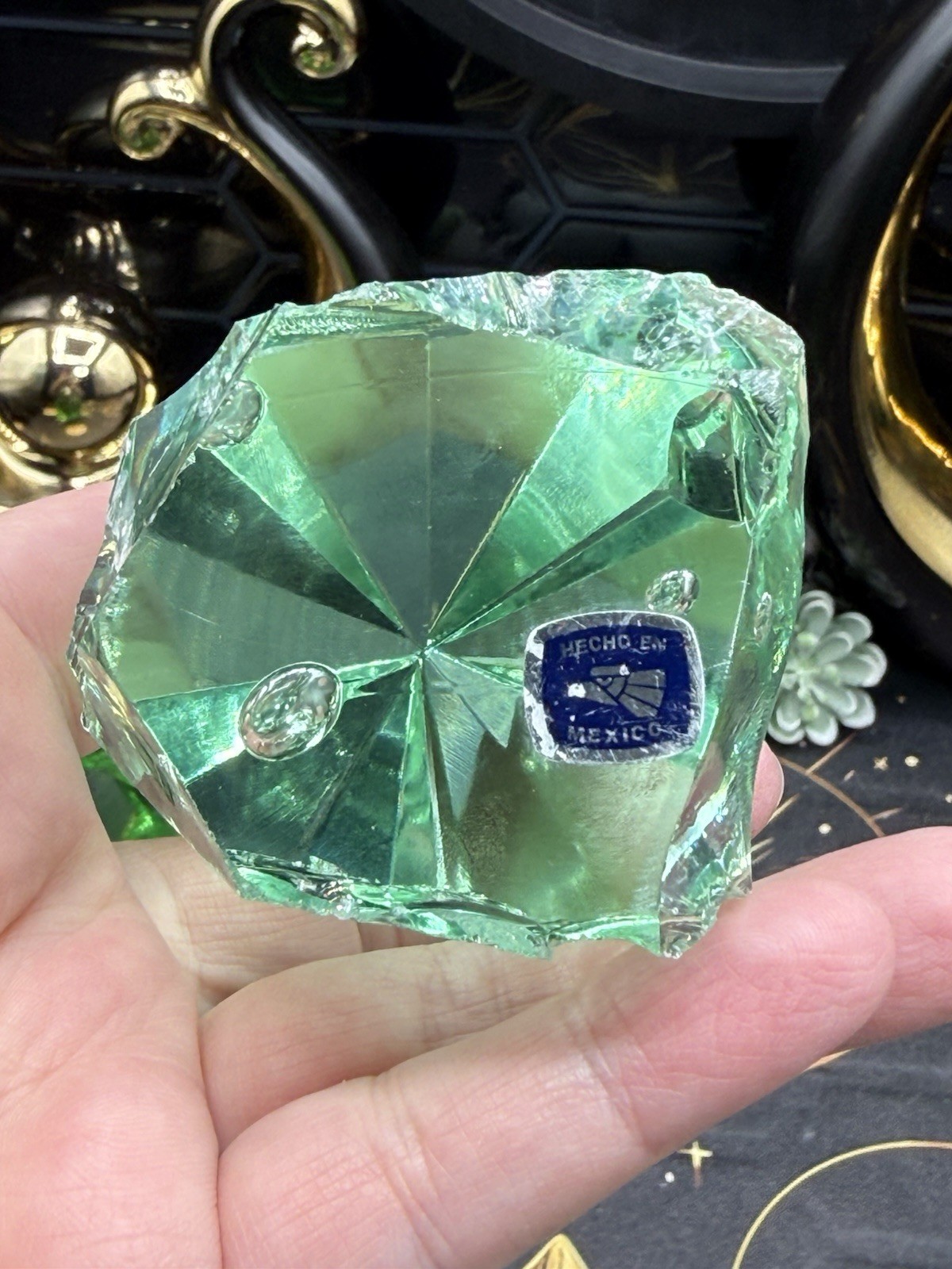 Awesome Slag Glass Top points From Mexico Stunning colors Free ship