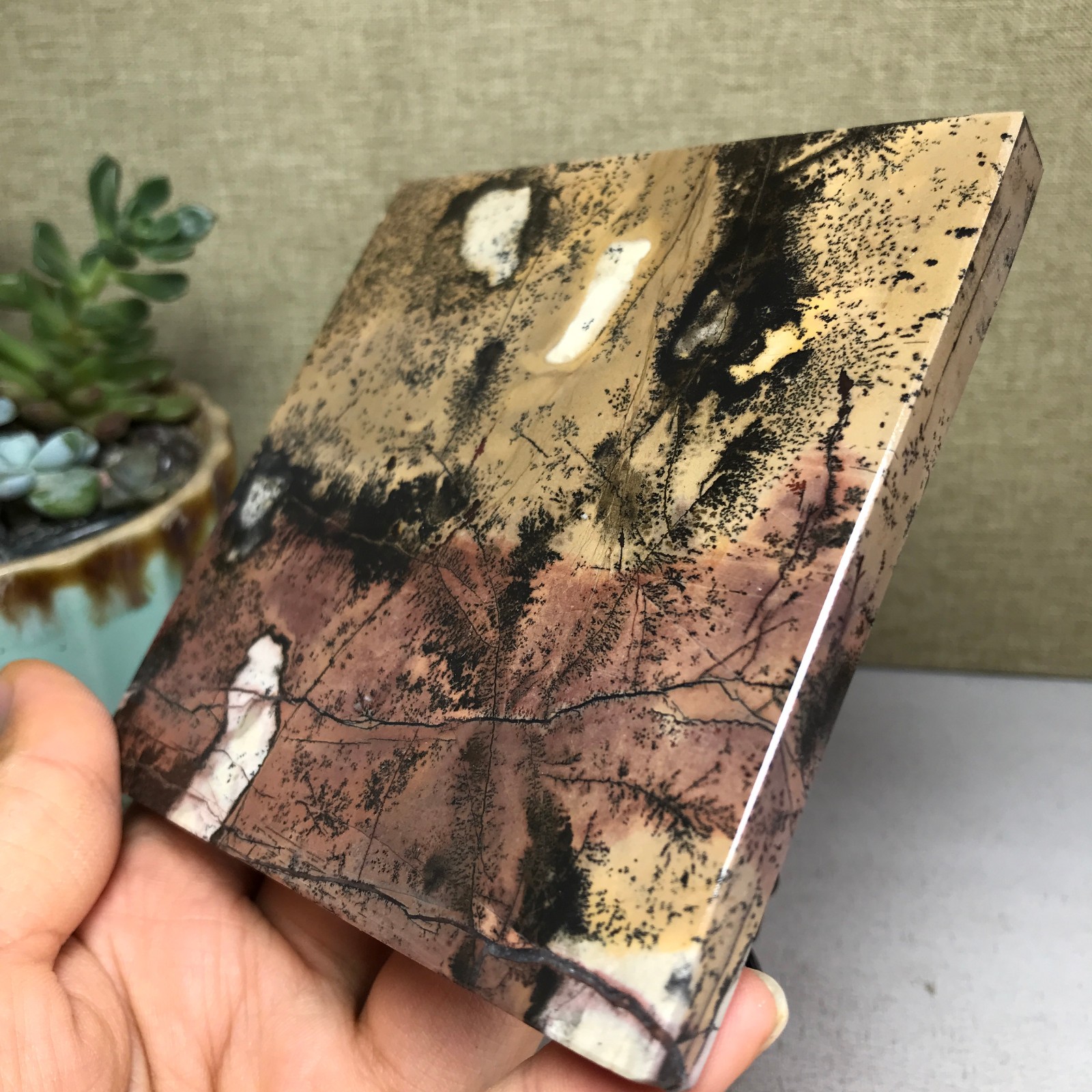 Natural Chinese painting stone crystal ornaments for home decoration 259g A5362
