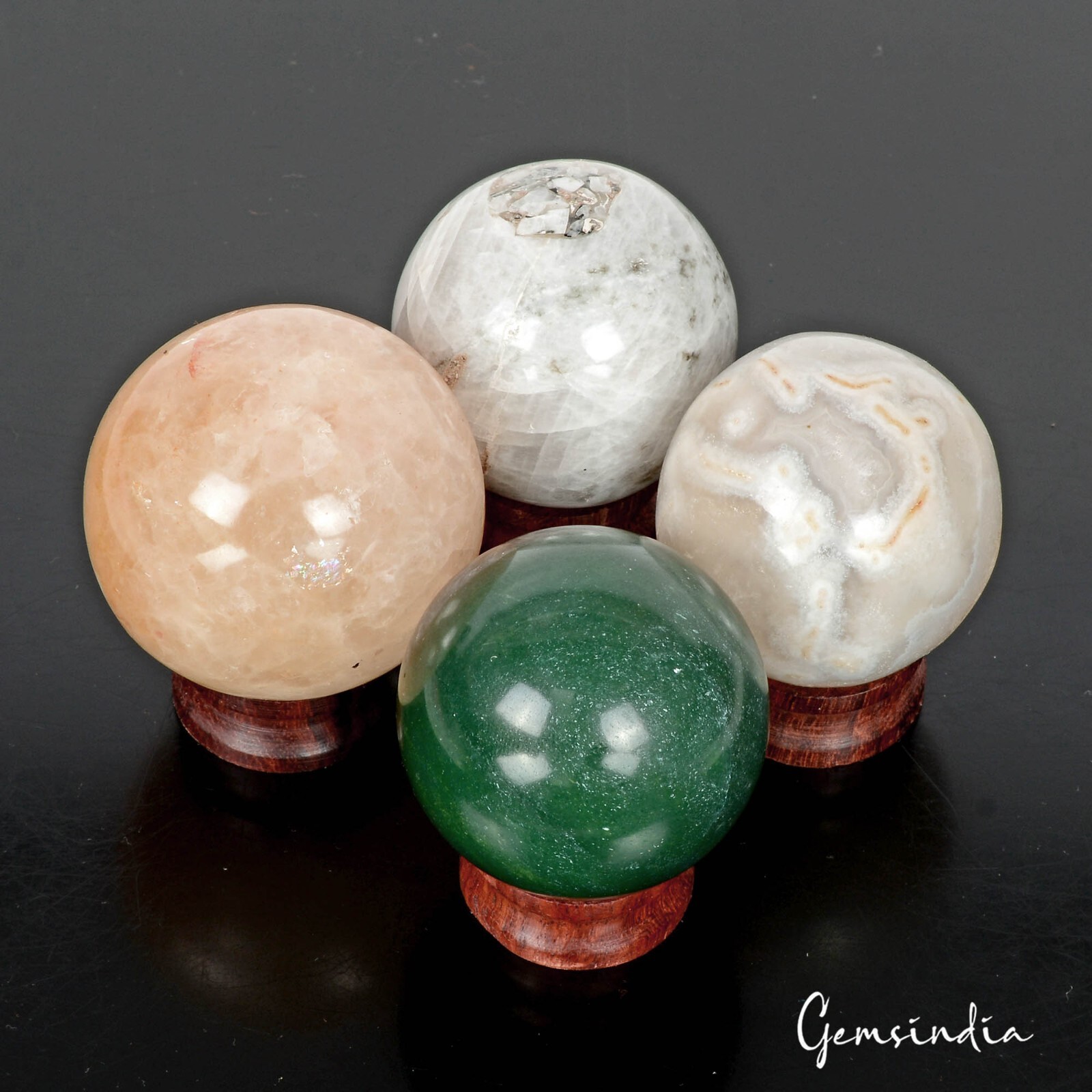 2050 Ct/4 Pcs Natural Untreated Multi Gems Healing Crystal Wholesale Gems Sphere