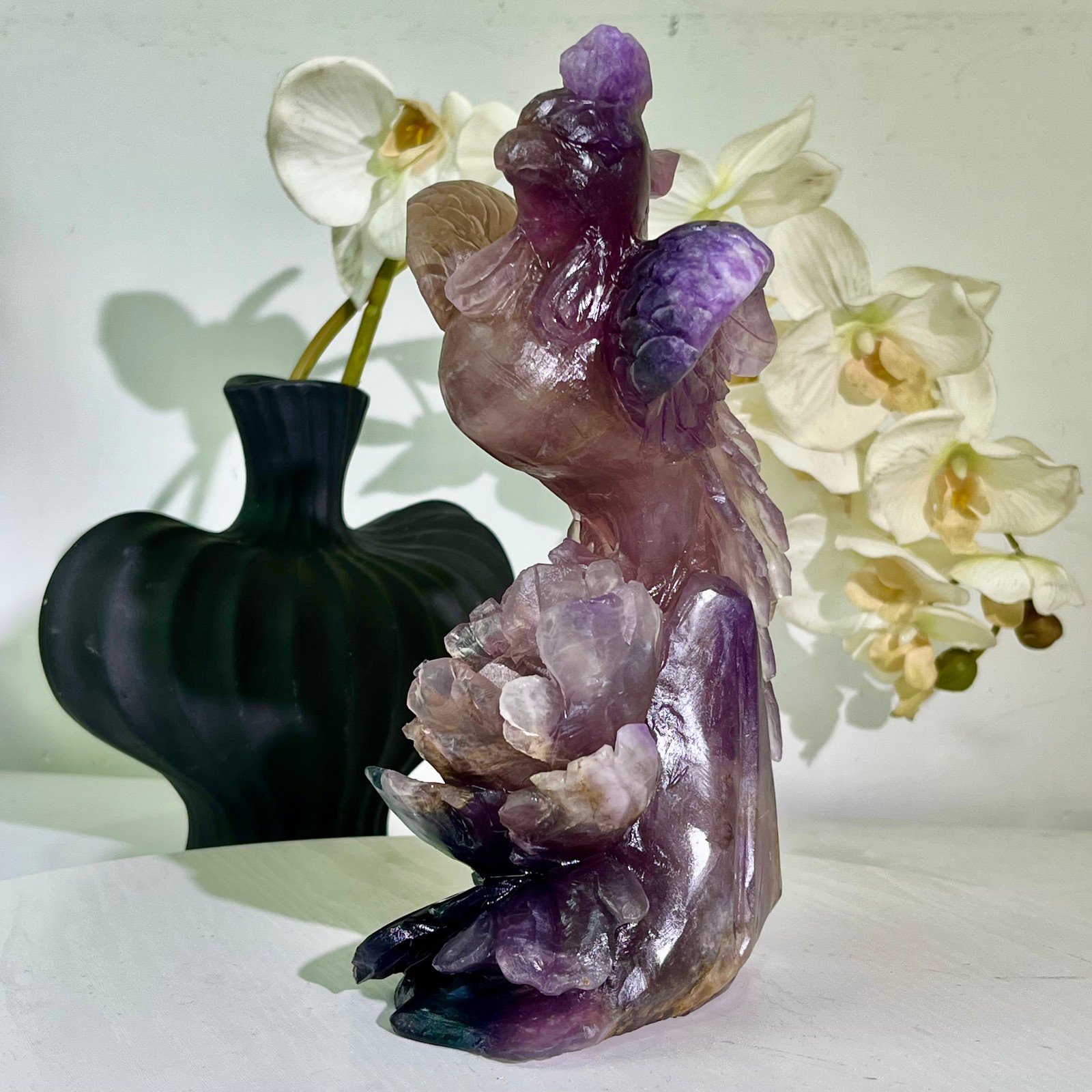 6.43LB Natural fluorite quartz products, hand carved and polished spiritual orn
