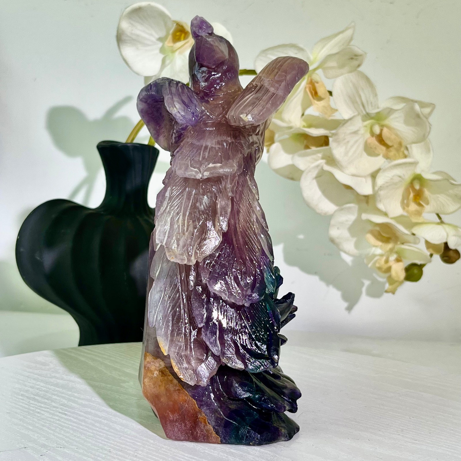 6.43LB Natural fluorite quartz products, hand carved and polished spiritual orn