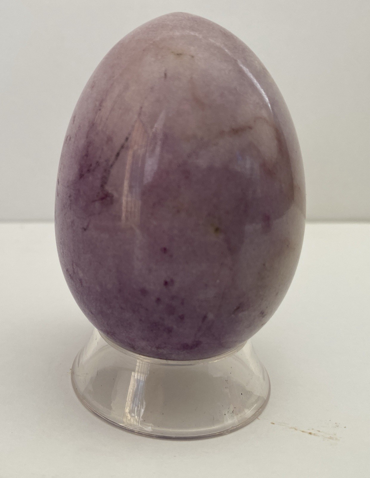 Natural Onyx Stone Egg With Stand Hand Polished Banded Agate Calcite Crystal
