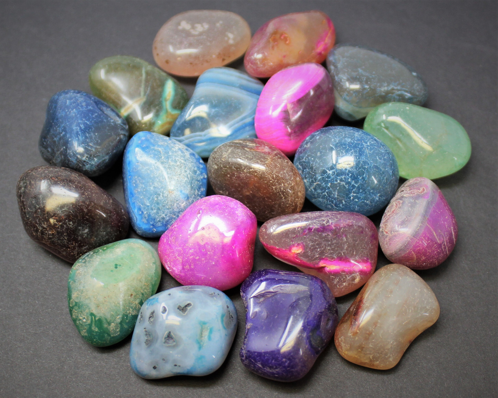 Dyed Tumbled Stones: Bright Colorful Mixed Agate Assorted Gemstone 1 lb Bulk Lot