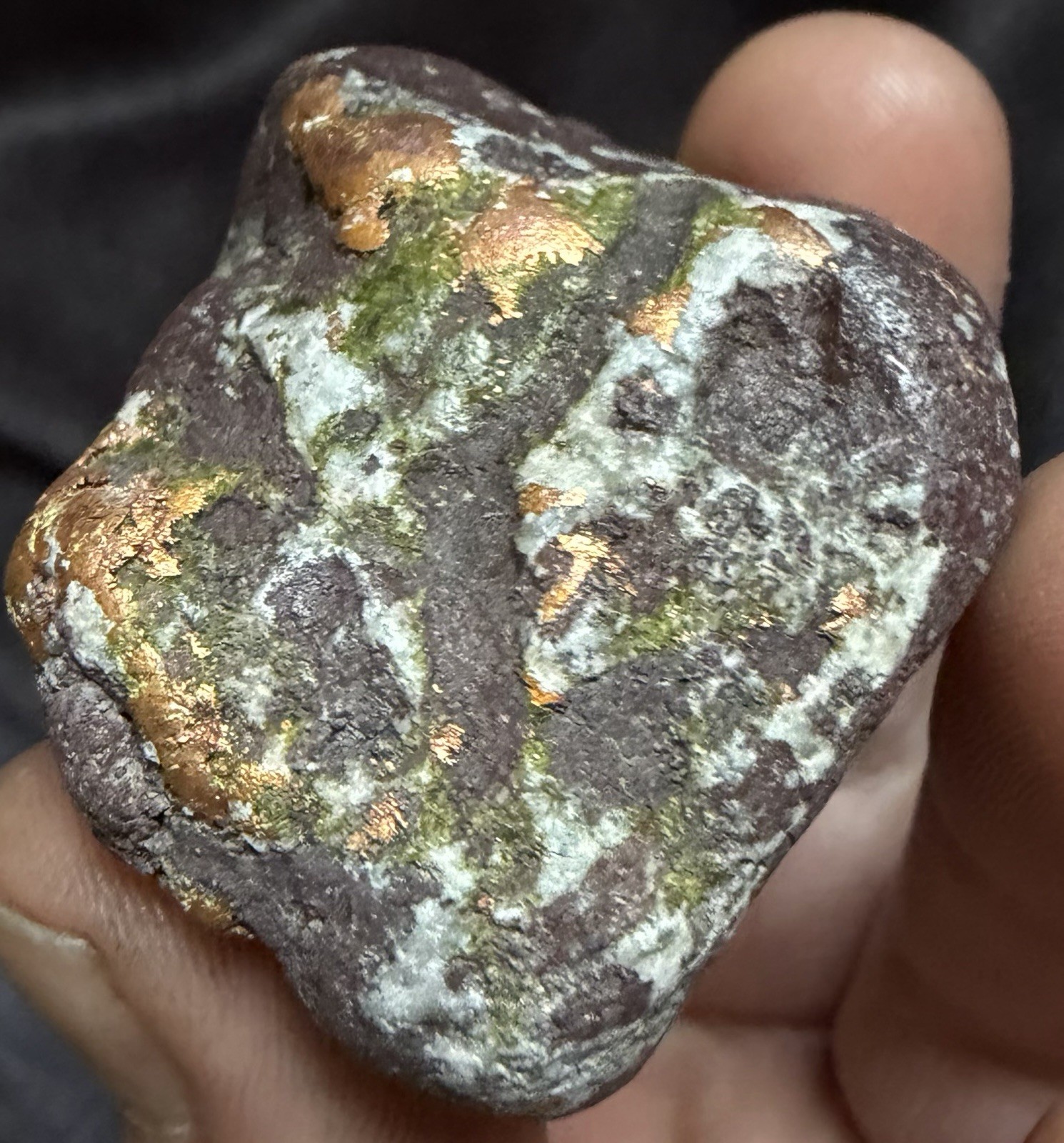 2.8oz Native Copper In Basalt Nugget w Epidote & Quartz – Keweenaw, Michigan
