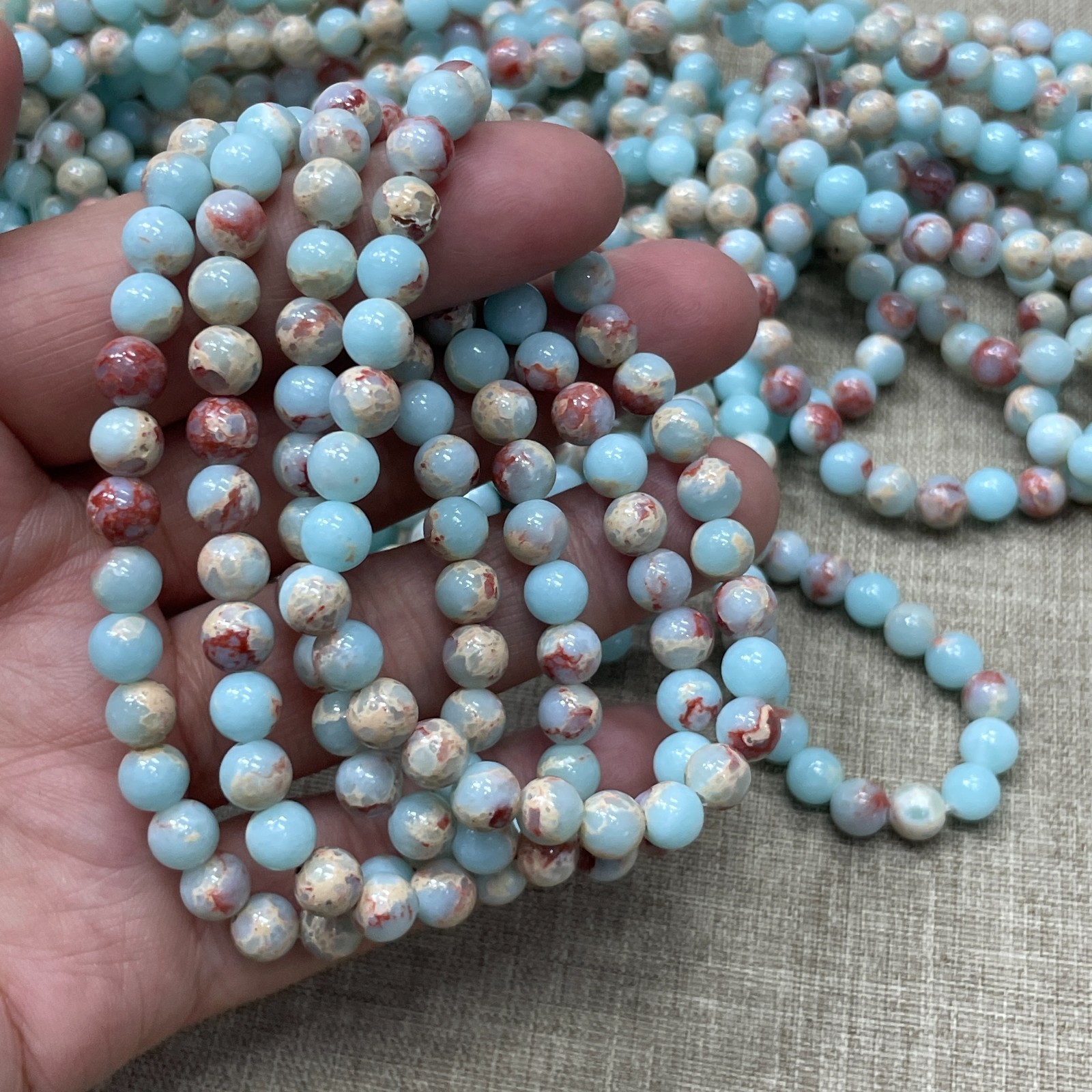 Wholesale 1 Pcs beautiful Stone ball beads 6mm 7.5” crystal Stretch Bracelet