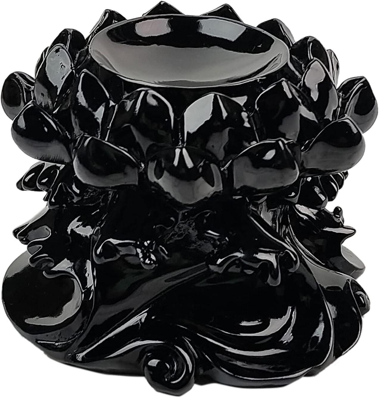 Large Lotus Crystal Ball Stand Sphere Display, Natural Healing Feng Black