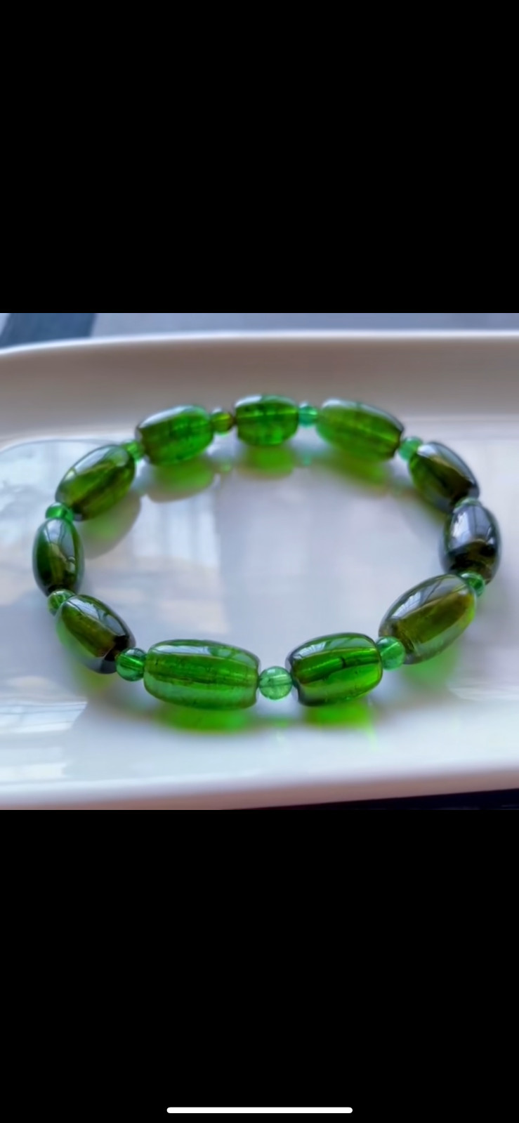 TOP Natural Imperial green tourmaline Gemstone quartz Bucket bead bracelet AA++