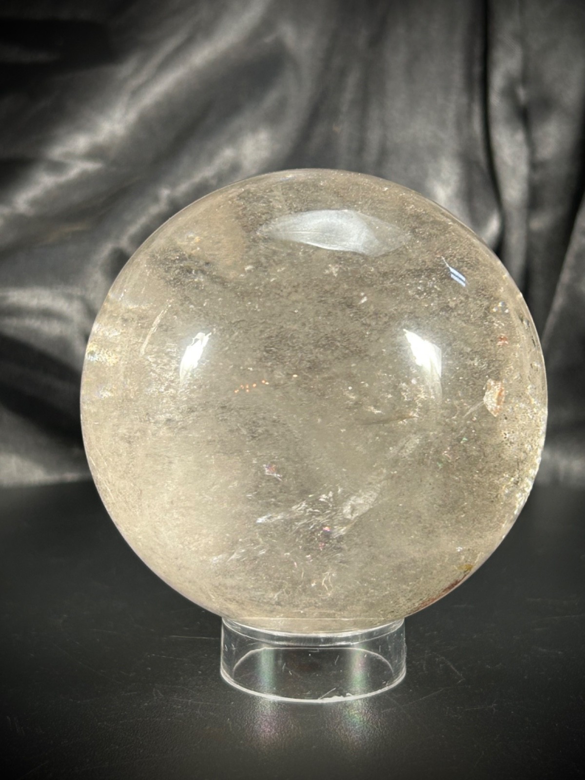 3.07″ Lodolite (Garden) Quartz Sphere With Acrylic Stand 1lb 6.6oz (639 grams)