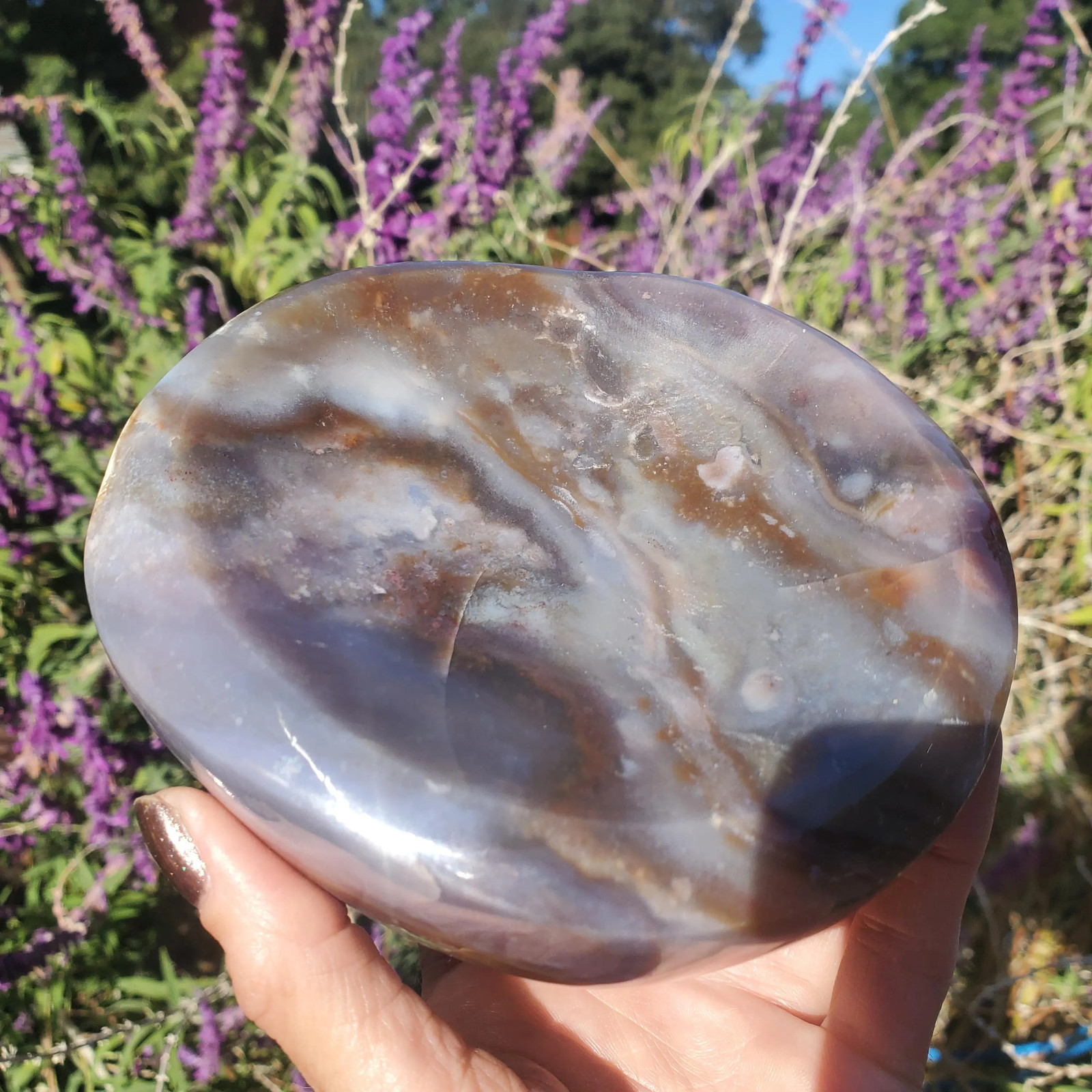 Ocean Jasper Lilac Purple Chalcedony Multi-Purpose Bowl 1001 grams