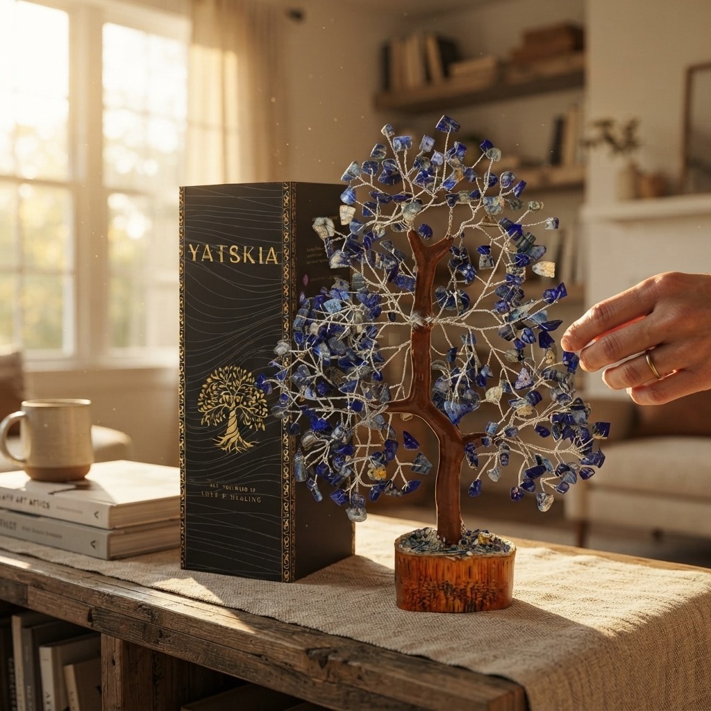 Handcrafted 10-Inch Chakra Tree of Natural Lapis Lazuli – Elegant Gift Choice