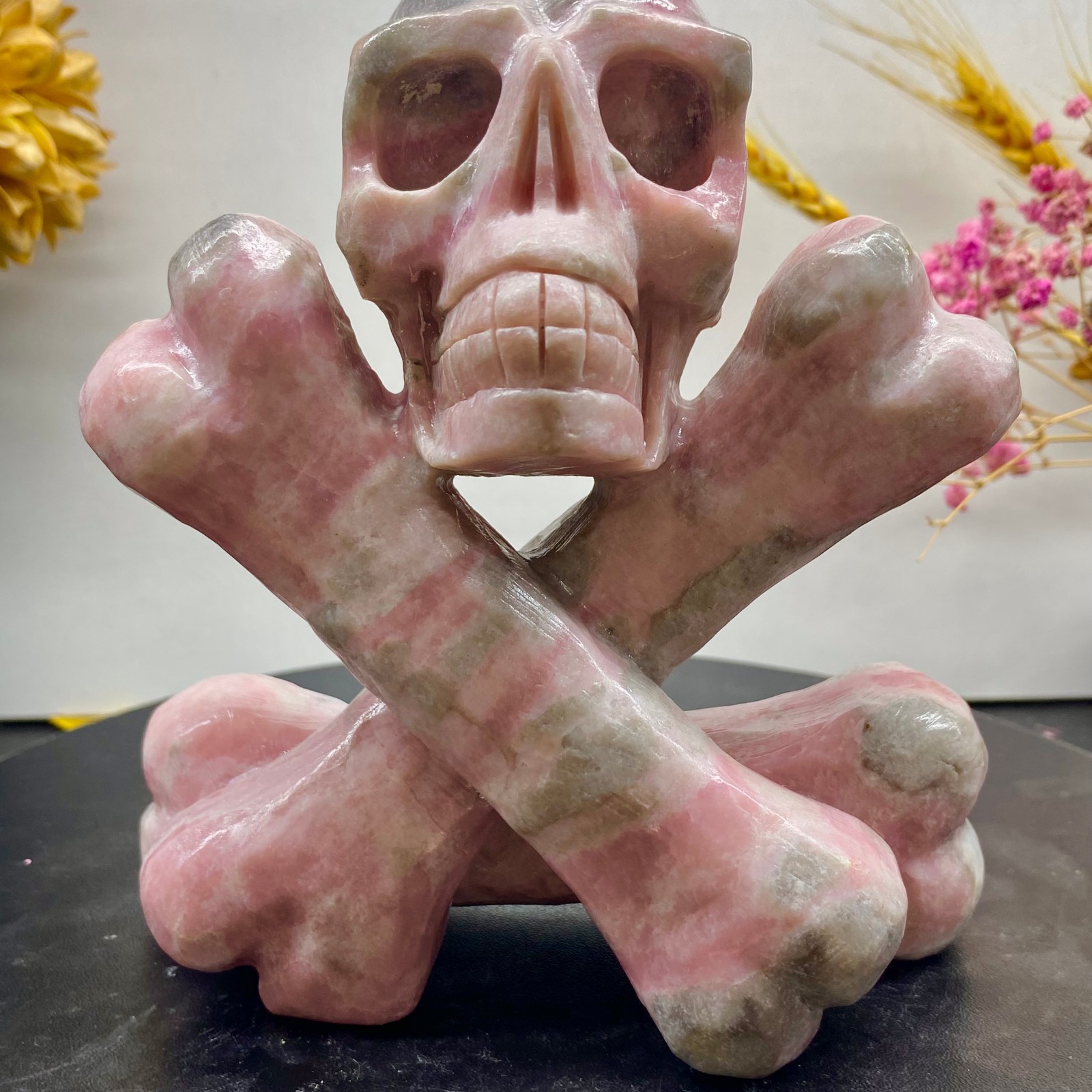 2.5LB Natural rose quartz crystal skull statue hand carved spiritual decoration