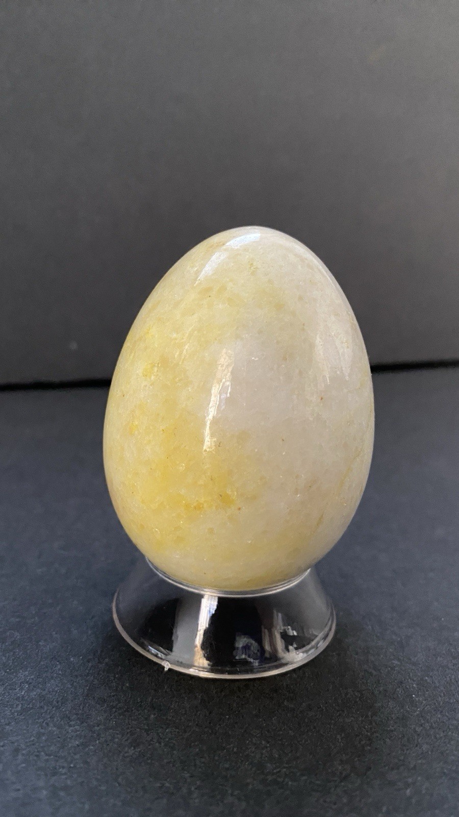 Natural Onyx Stone Egg With Stand Hand Polished Banded Agate Calcite Crystal