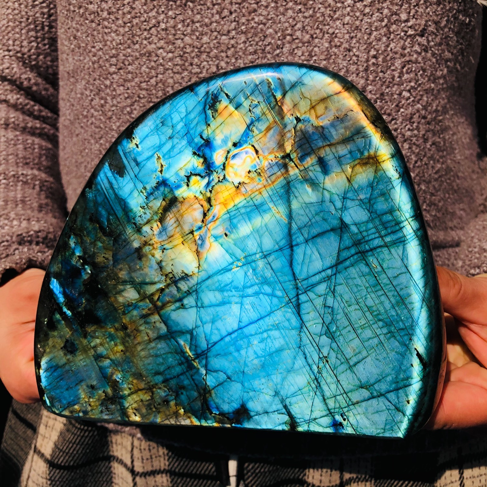 4.5LB Natural Labradorite Quartz Crystal Mineral Spectrolite Healing