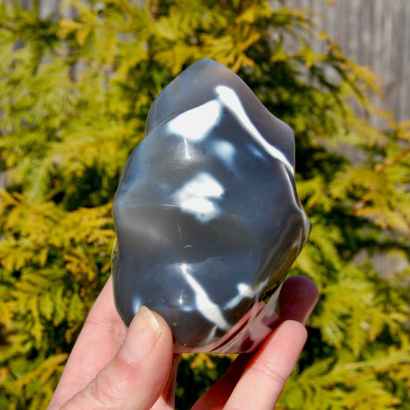 4.25in 1.5lb Orca Agate Crystal Flame Tower