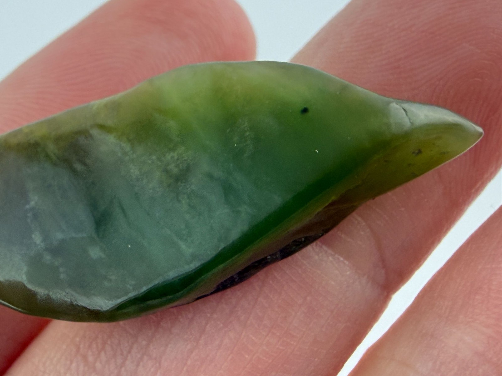 Polished Freeform African Jade Piece Specimen 4.6g Weight 1 5/8 Inch Max Length