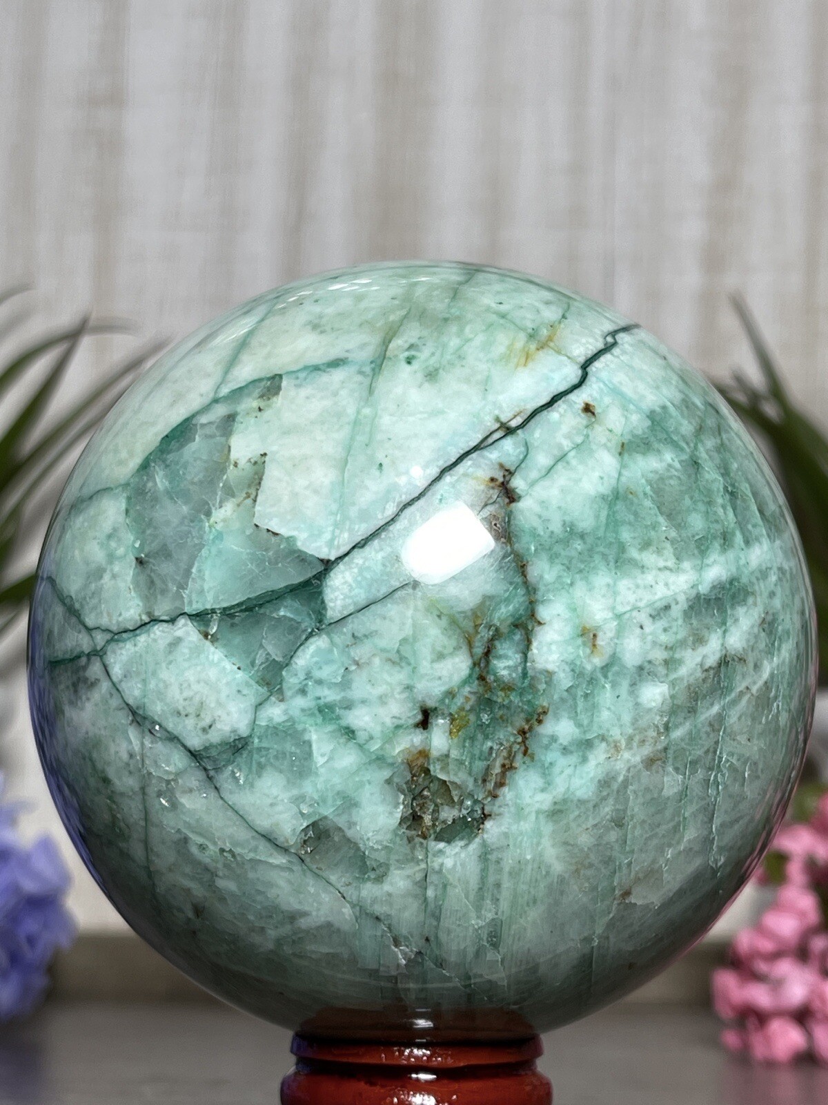 85mm MALACHITE CHRYSOCOLLA QUARTZ SPHERE -Green Crystal Mineral Phoenix Quattro