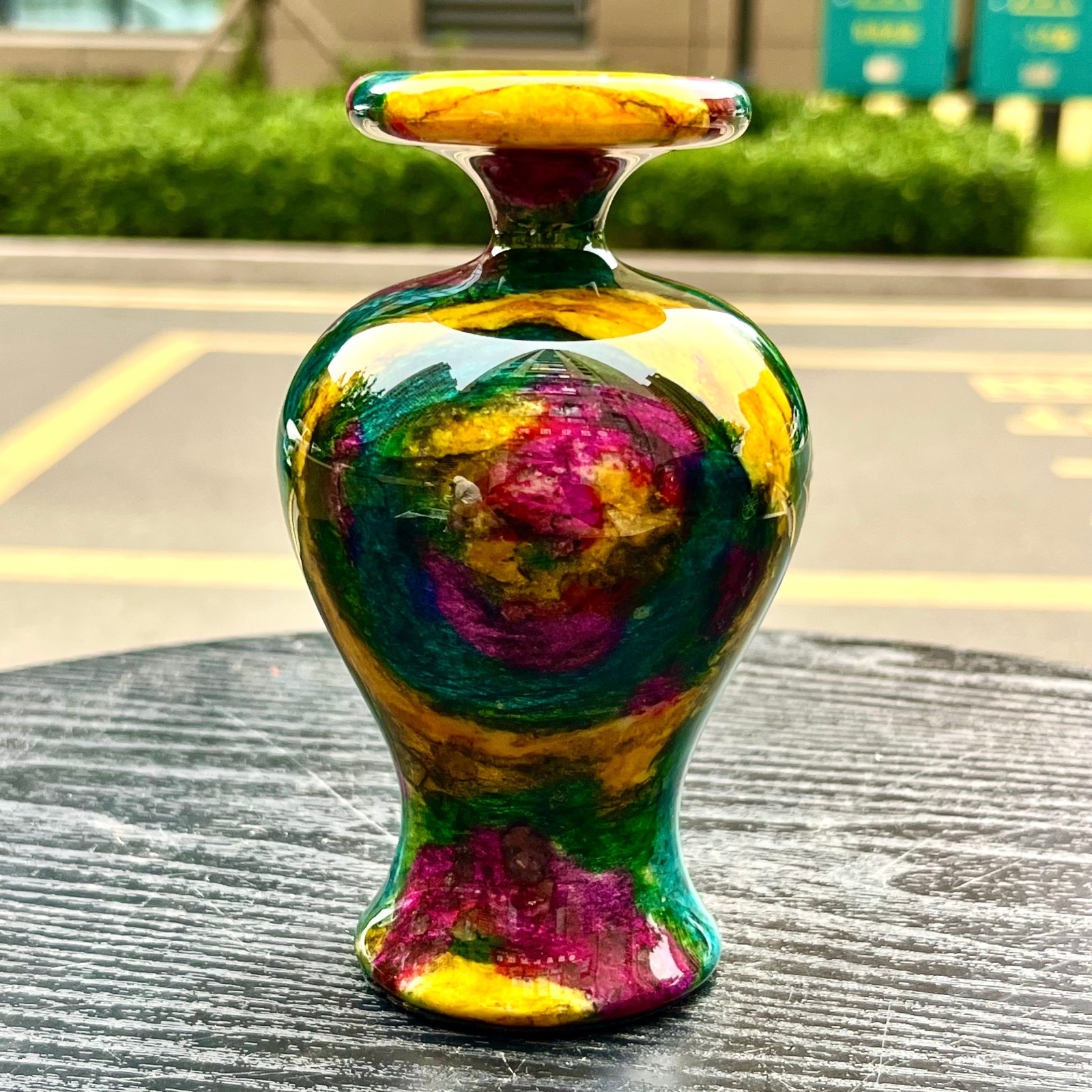 1.91LB Natural “Seven Colors Jade” vase specimen -Taiwan China
