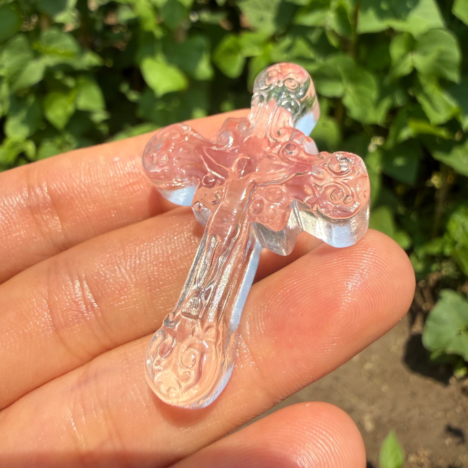 2″ Natural White crystal Quartz Crystal Cross Reiki Faith Amulet 1pc