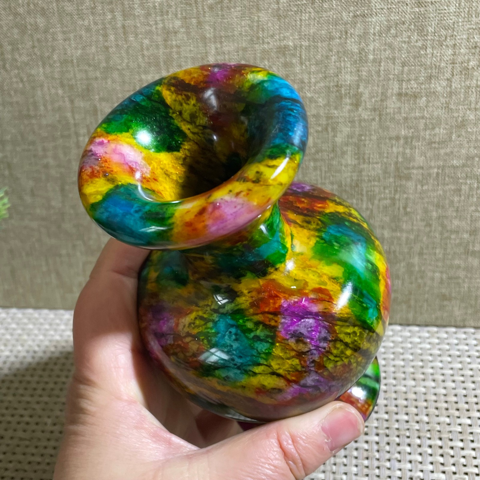 850g Seven Colors Jade vase specimen Decorative -Taiwan China