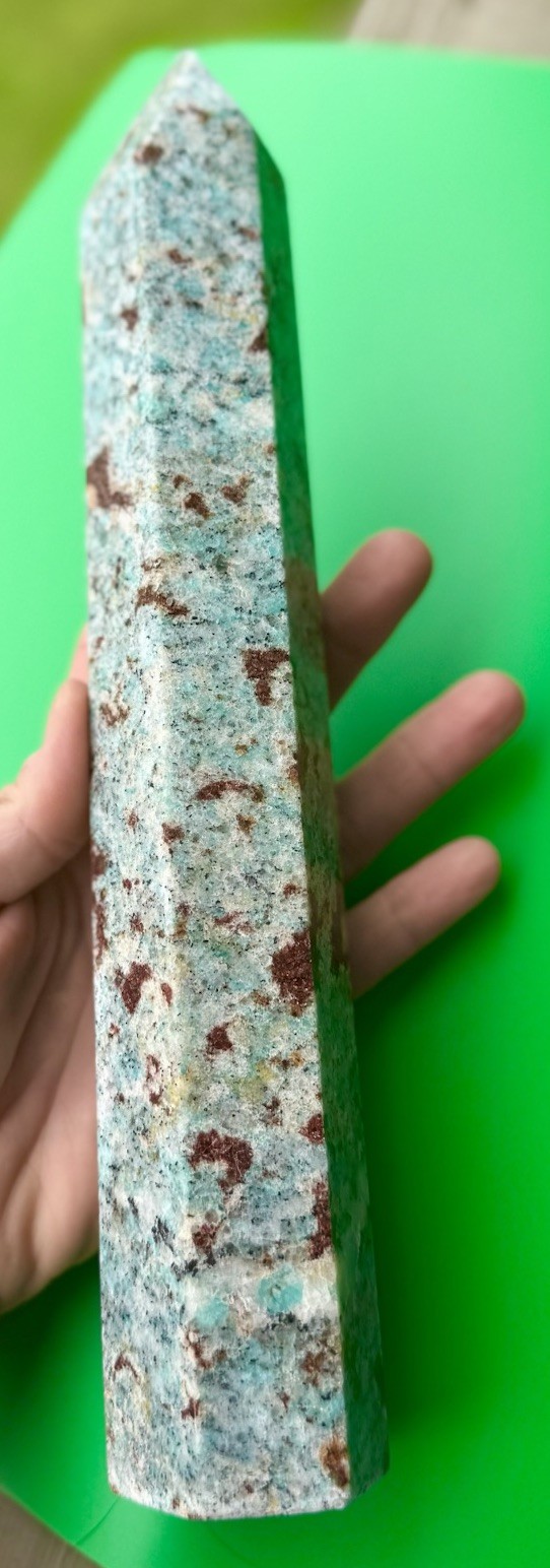 1 Foot Tall Brazillian Amazonite W/garnet Tower (2lbs.1oz)