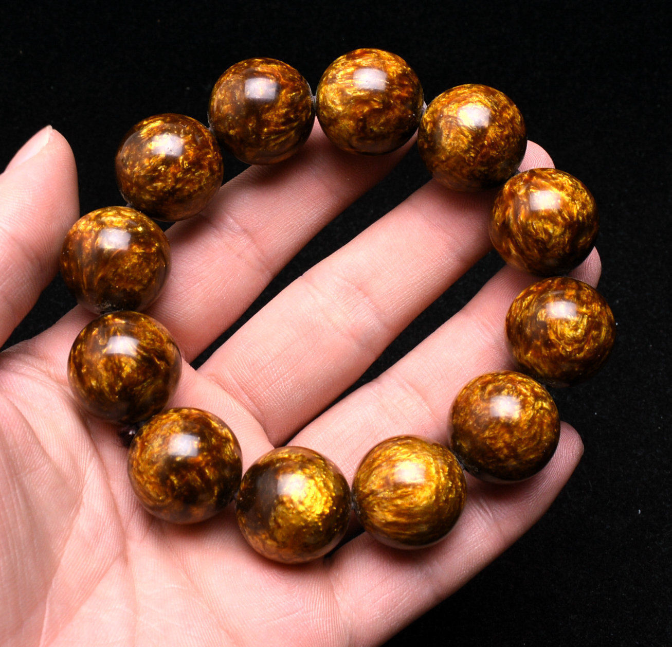 Genuine Golden Black Coral Sea Willow Bracelet Beads 18MM