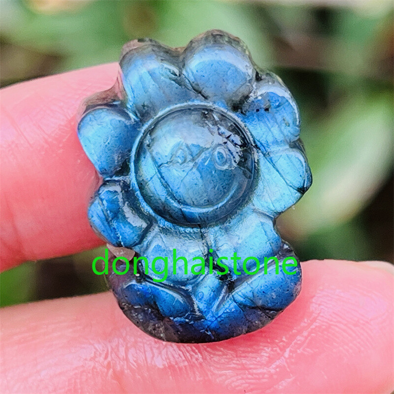Top Natural Labradorite Mini Sunflower Skull Quartz Crystal Skull Healing 1pc