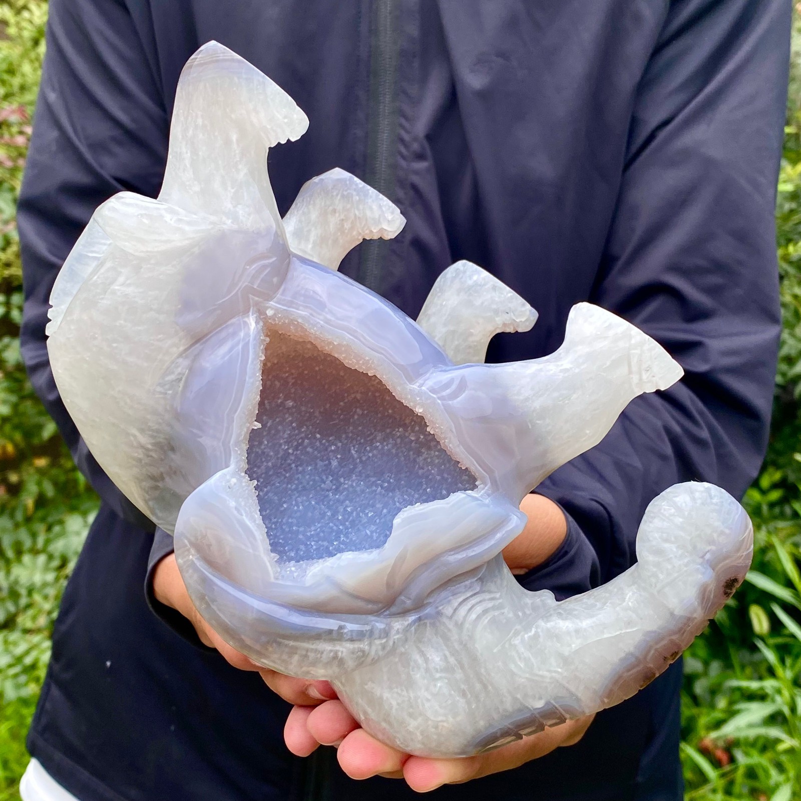 3.9LB Natural Agate Geode Quartz Carved Crystal Elephant Reiki Decor