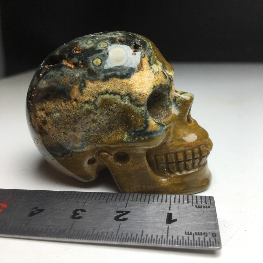 2.0″Natural Crystal Mineral Specimen.Ocean Jasper.Hand-carved SKULL.Statue.CH