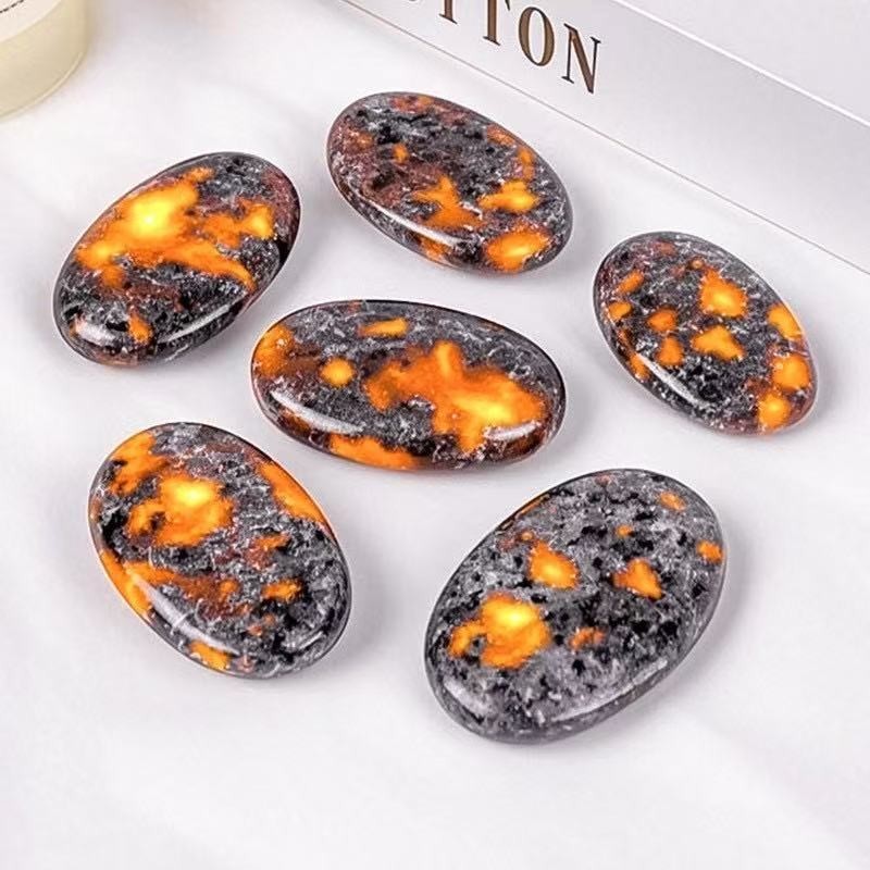 3pcs Natural Yooperlite Palm Stone Worry Stone Manifestation Crystal Art Deco