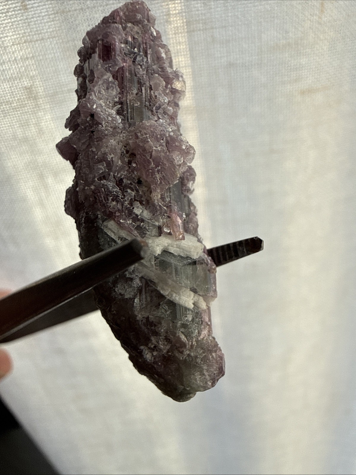 Purple Tourmaline w Lilac Lepidolite, Minas Gerais, Brazil, 12.5gr (Pseudomorph?