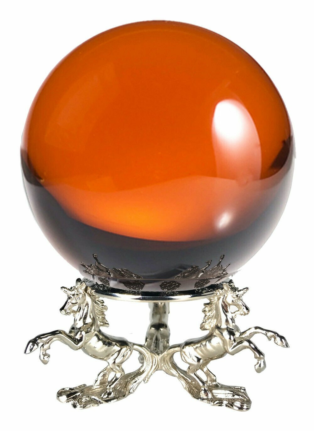 6in Crystal Ball Sphere for Feng Shui, Meditation, Decor, with Unicorn Stand.