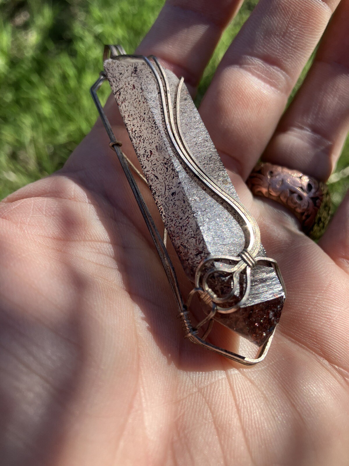 african fire quartz hematite included
