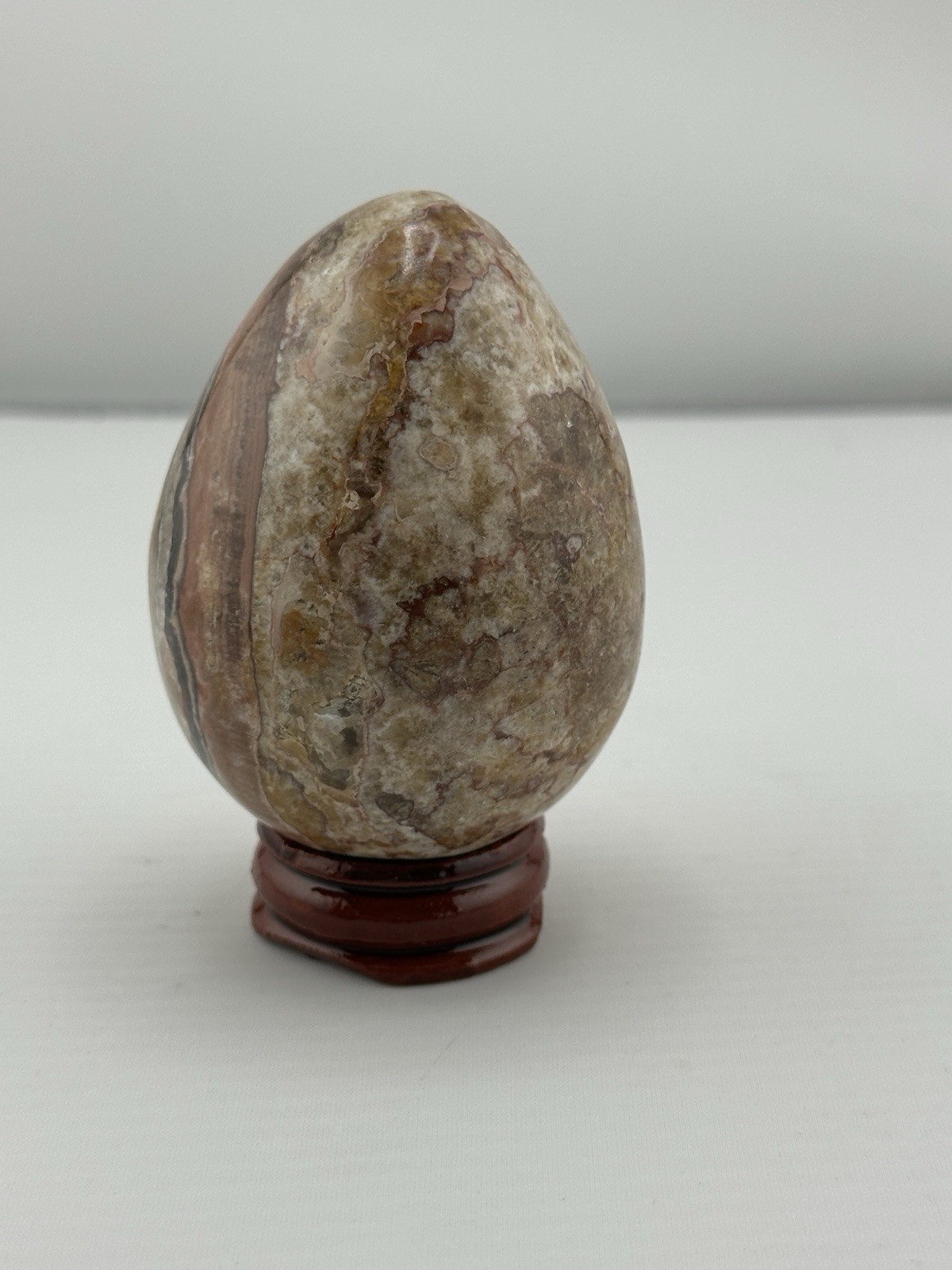 Stunning Banded Agate Onyx Egg Crystal Formations W/ Stand 2.5″ Cream Browns