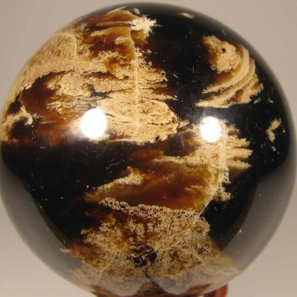 2.5″ Natural FOSSIL AMBER Polished Sphere w/ Stand – Sumatra, Indonesia – 65mm
