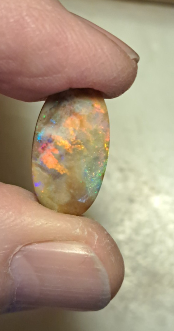 Large Multicolor Andamooka Hard Matrix Double Sided Carbonized Polished Colorful