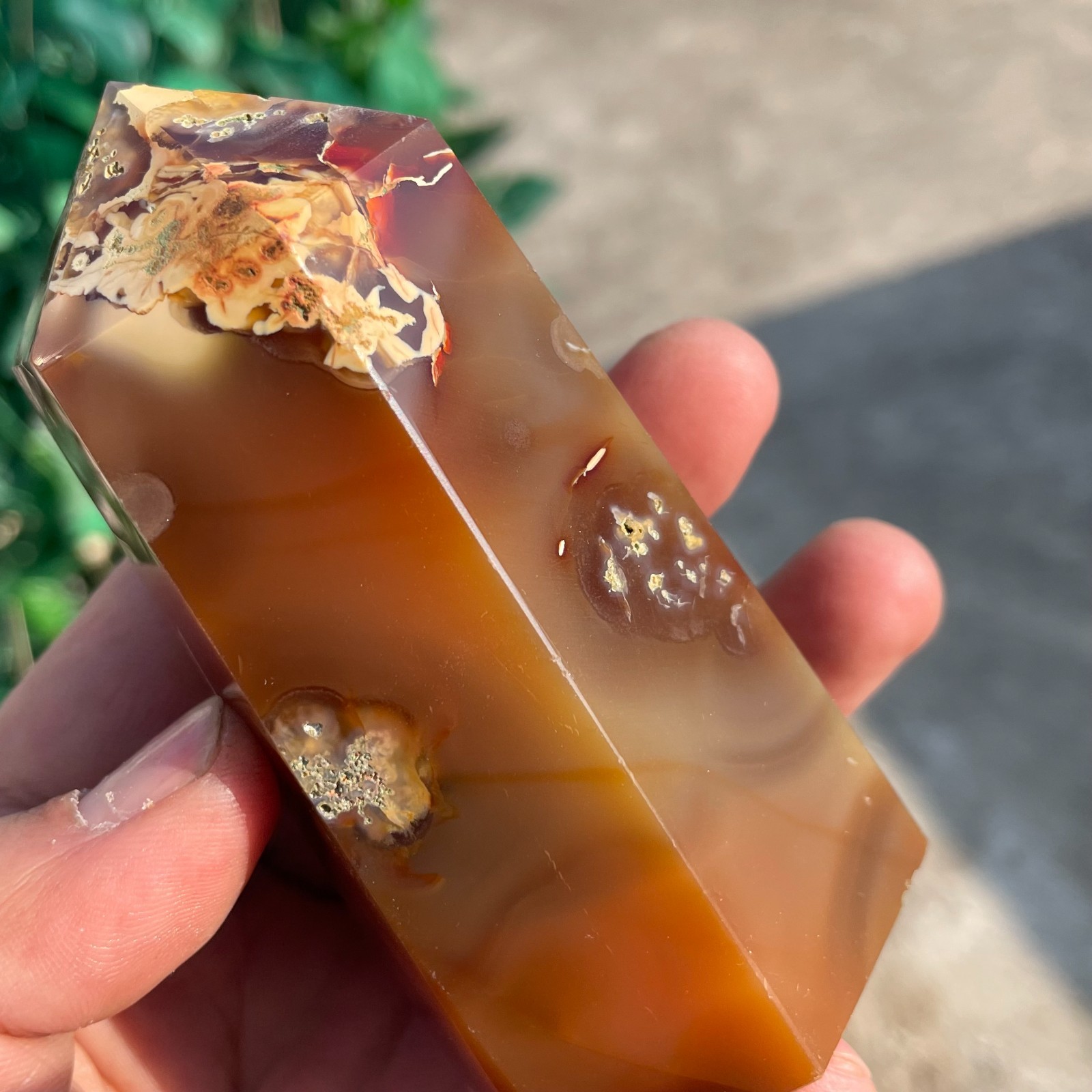 0.67LB Natural Carnelian Quartz Obelisk Crystal Wand Point Healing C2655